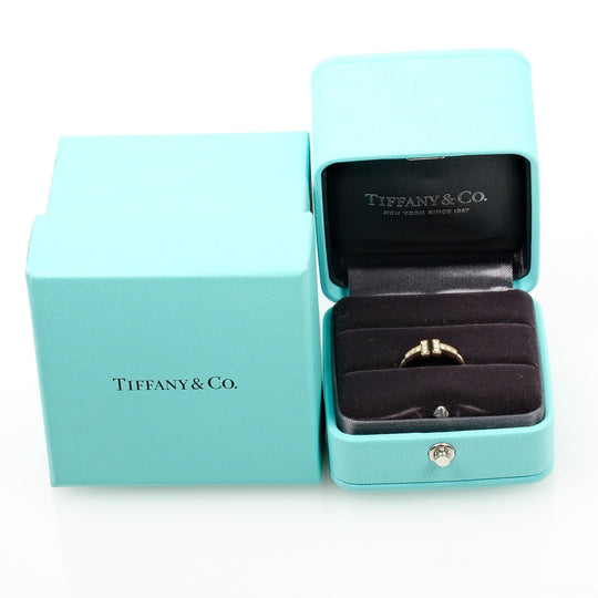 TIFFANY&Co. Ring K18 Yellow Gold, Diamond gold T wire Women Used Authentic