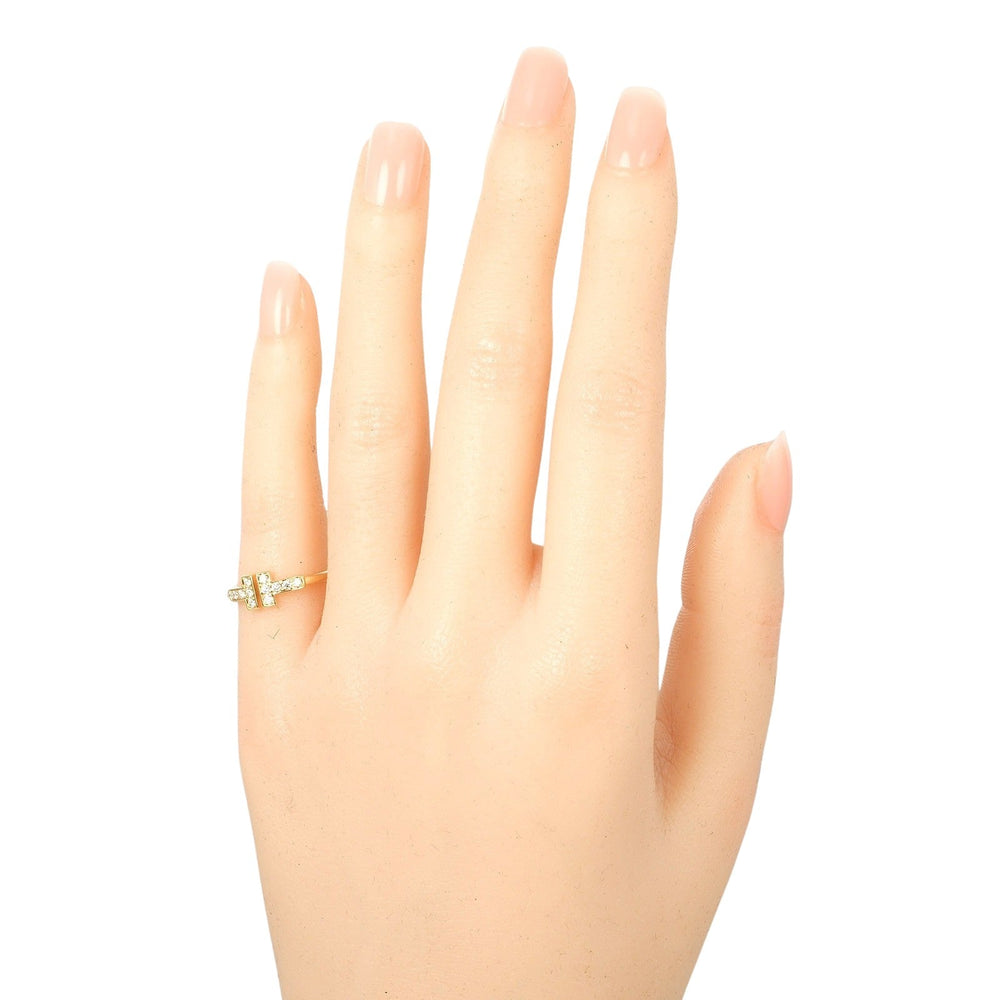TIFFANY&Co. Ring K18 Yellow Gold, Diamond gold T wire Women Used Authentic