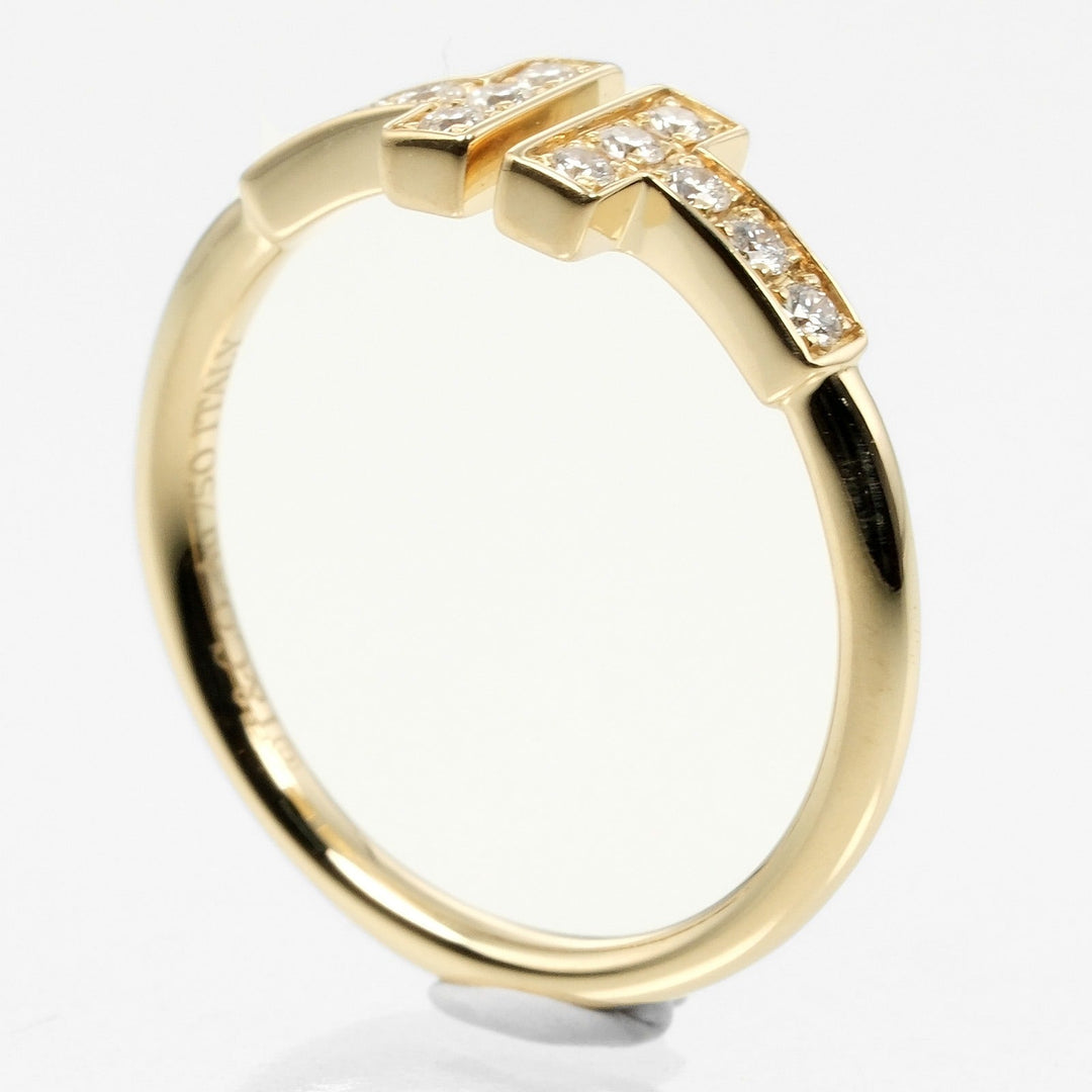 TIFFANY&Co. Ring K18 Yellow Gold, Diamond gold T wire Women Used Authentic