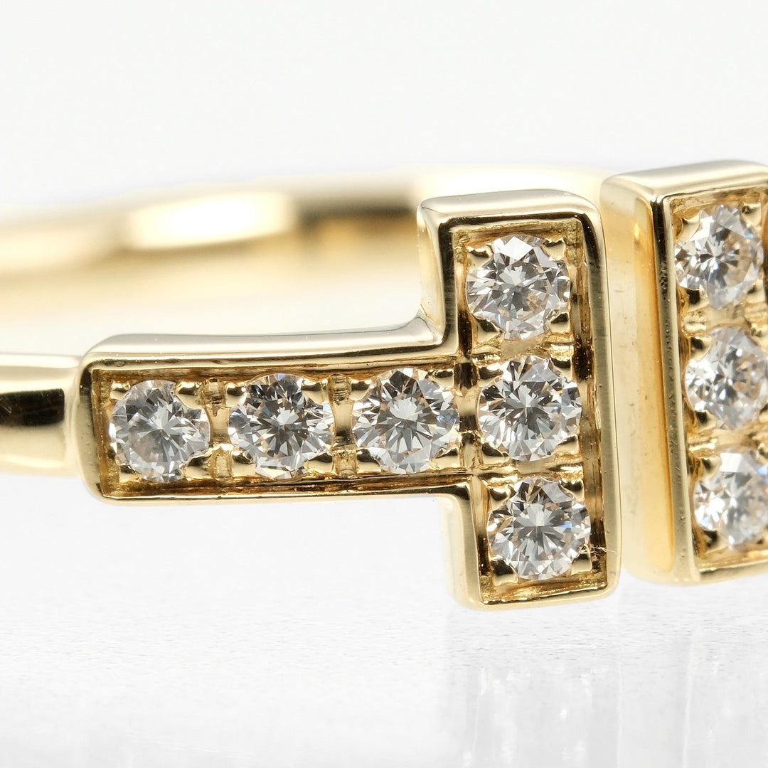 TIFFANY&Co. Ring K18 Yellow Gold, Diamond gold T wire Women Used Authentic