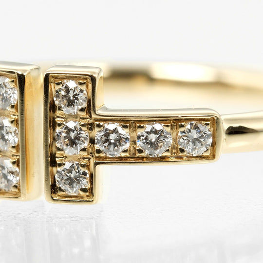 TIFFANY&Co. Ring K18 Yellow Gold, Diamond gold T wire Women Used Authentic