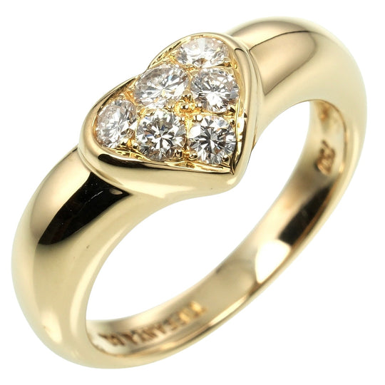 TIFFANY&Co. Ring K18 Yellow Gold, Diamond gold Pave heart Women Used Authentic