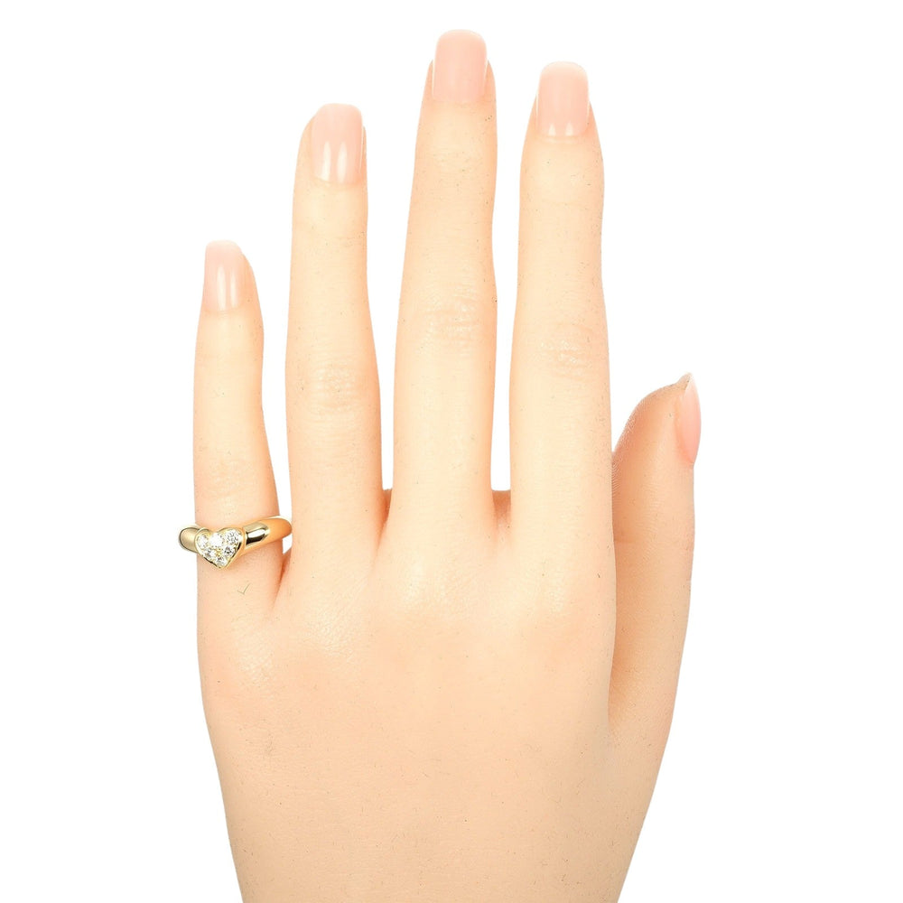 TIFFANY&Co. Ring K18 Yellow Gold, Diamond gold Pave heart Women Used Authentic
