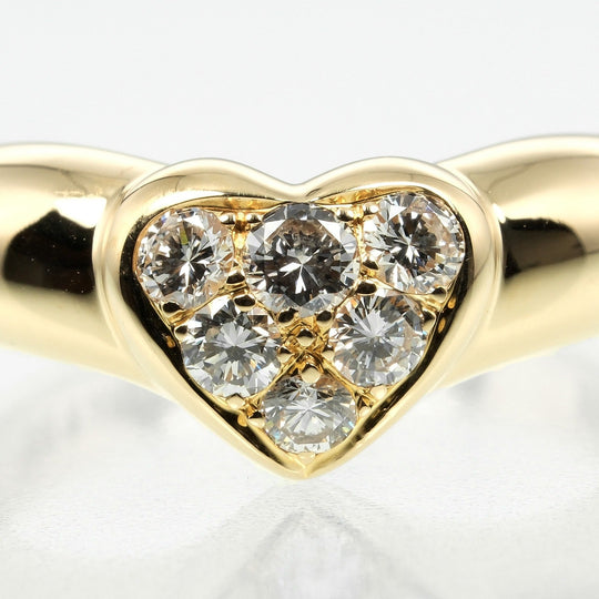 TIFFANY&Co. Ring K18 Yellow Gold, Diamond gold Pave heart Women Used Authentic