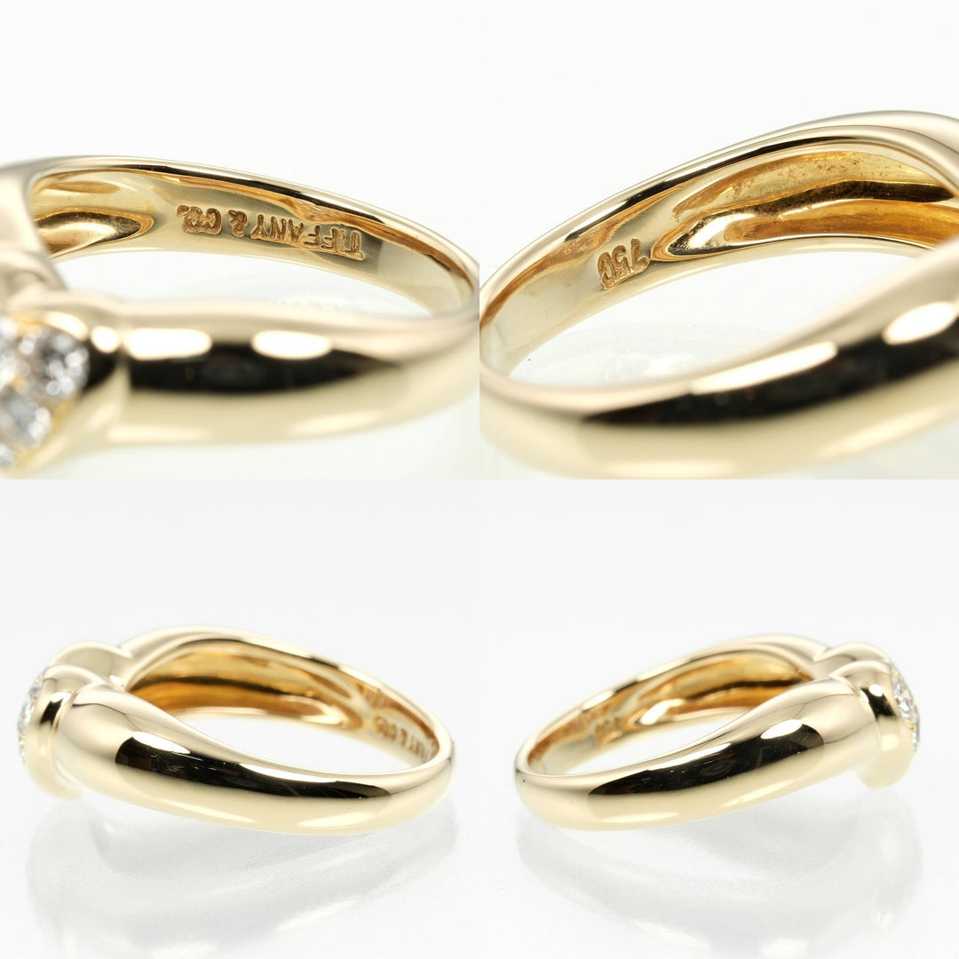 TIFFANY&Co. Ring K18 Yellow Gold, Diamond gold Pave heart Women Used Authentic