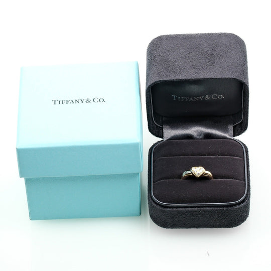TIFFANY&Co. Ring K18 Yellow Gold, Diamond gold Pave heart Women Used Authentic