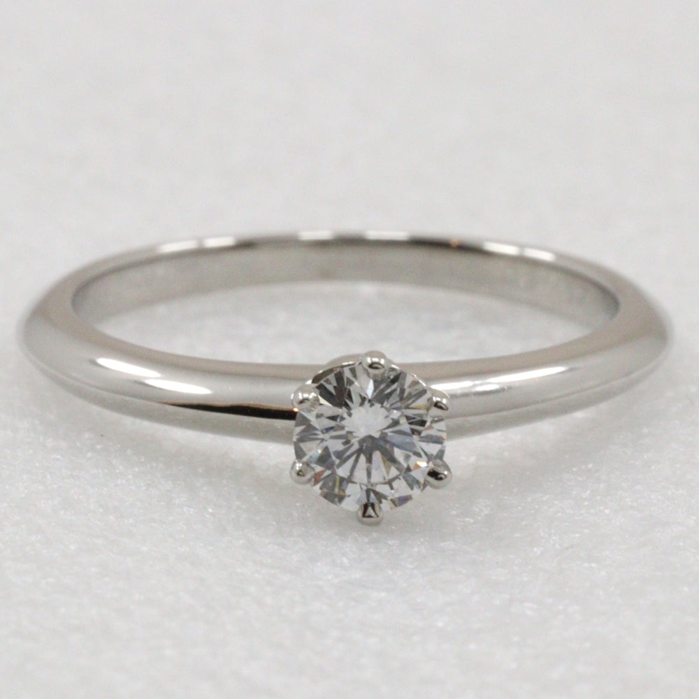 TIFFANY&Co. Ring Pt950Platinum, Diamond Silver Solitaire Women Used Authentic