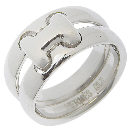 HERMES Ring K18 white gold Silver vintage Olympe Women 51 Used Authentic