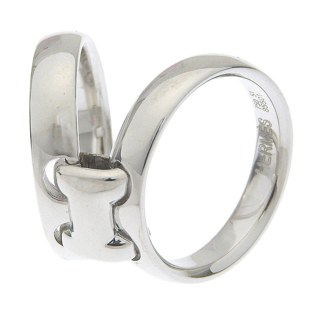 HERMES Ring K18 white gold Silver vintage Olympe Women 51 Used Authentic