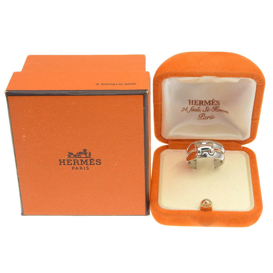 HERMES Ring K18 white gold Silver vintage Olympe Women 51 Used Authentic