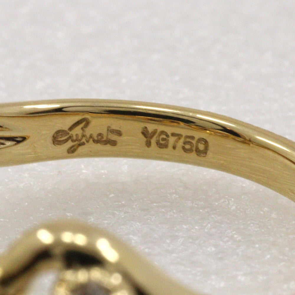JUNE Ring K18 Yellow Gold, Diamond, Sapphire gold Baby pearl Women Used Authentic
