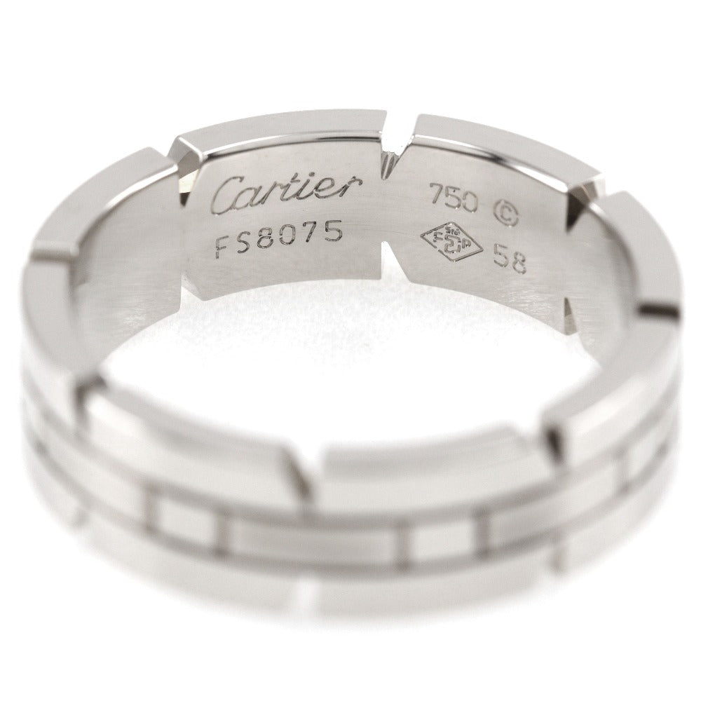 CARTIER Ring K18 white gold Silver Tank francais mens 58 Used Authentic
