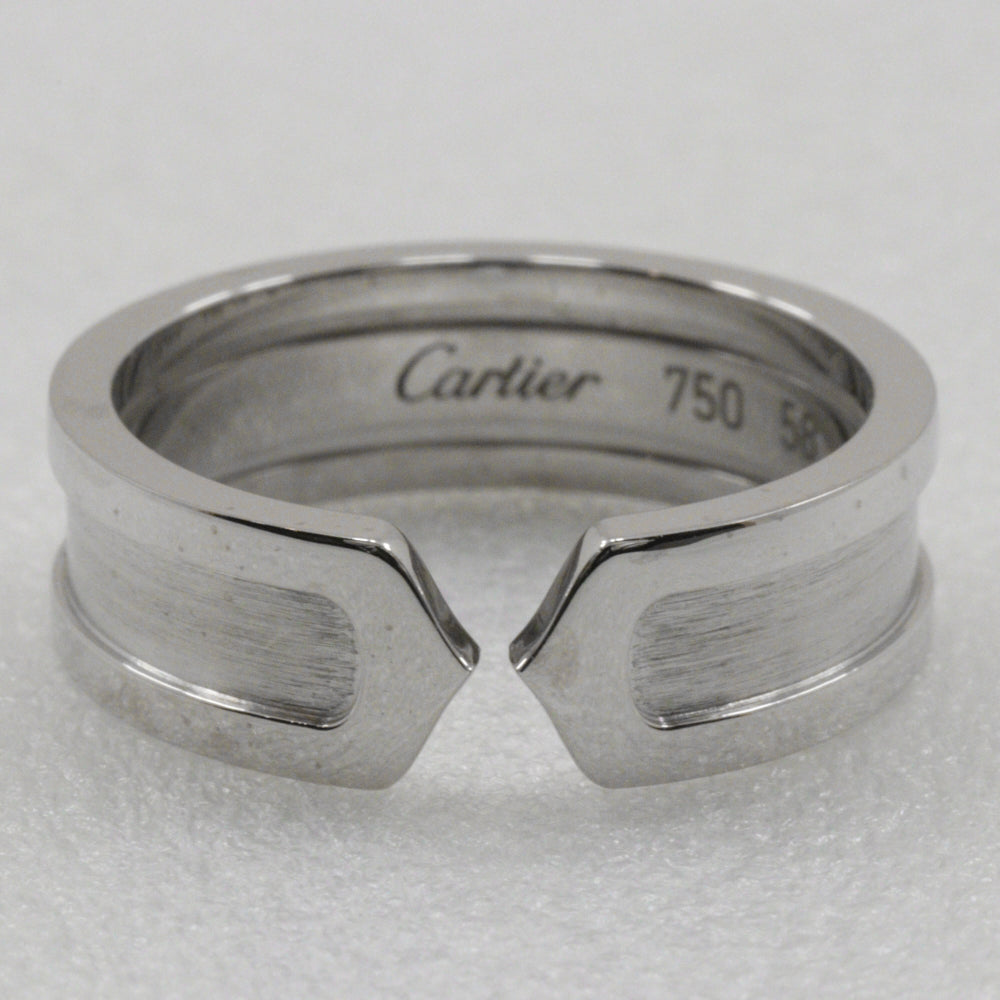 CARTIER Ring K18 white gold Silver 2C C2 mens(Unisex) 58 Used Authentic
