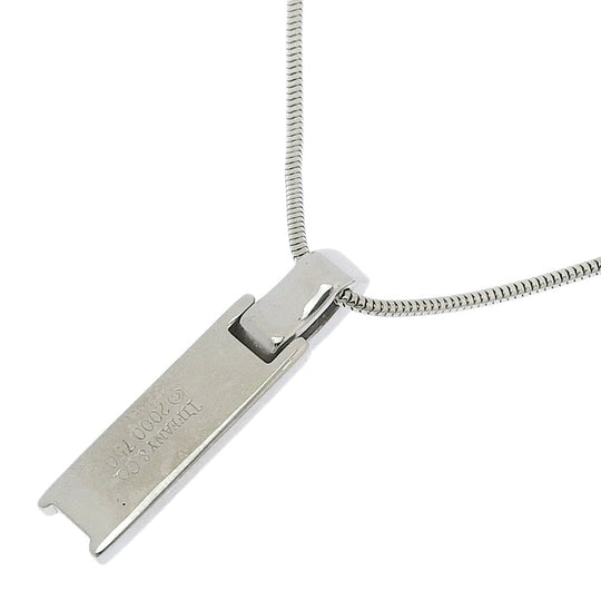 TIFFANY&Co. Necklace K18 White Gold, Diamond Silver 3P diamond Atlas bar Women Used Authentic