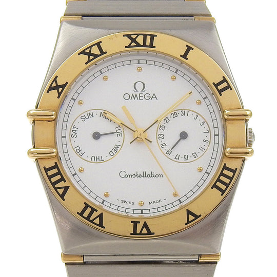 OMEGA Watches Quartz 1370.2 Stainless Steel Silver Day date Constellation White dial Boys Used Authentic