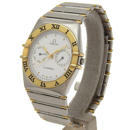 OMEGA Watches Quartz 1370.2 Stainless Steel Silver Day date Constellation White dial Boys Used Authentic