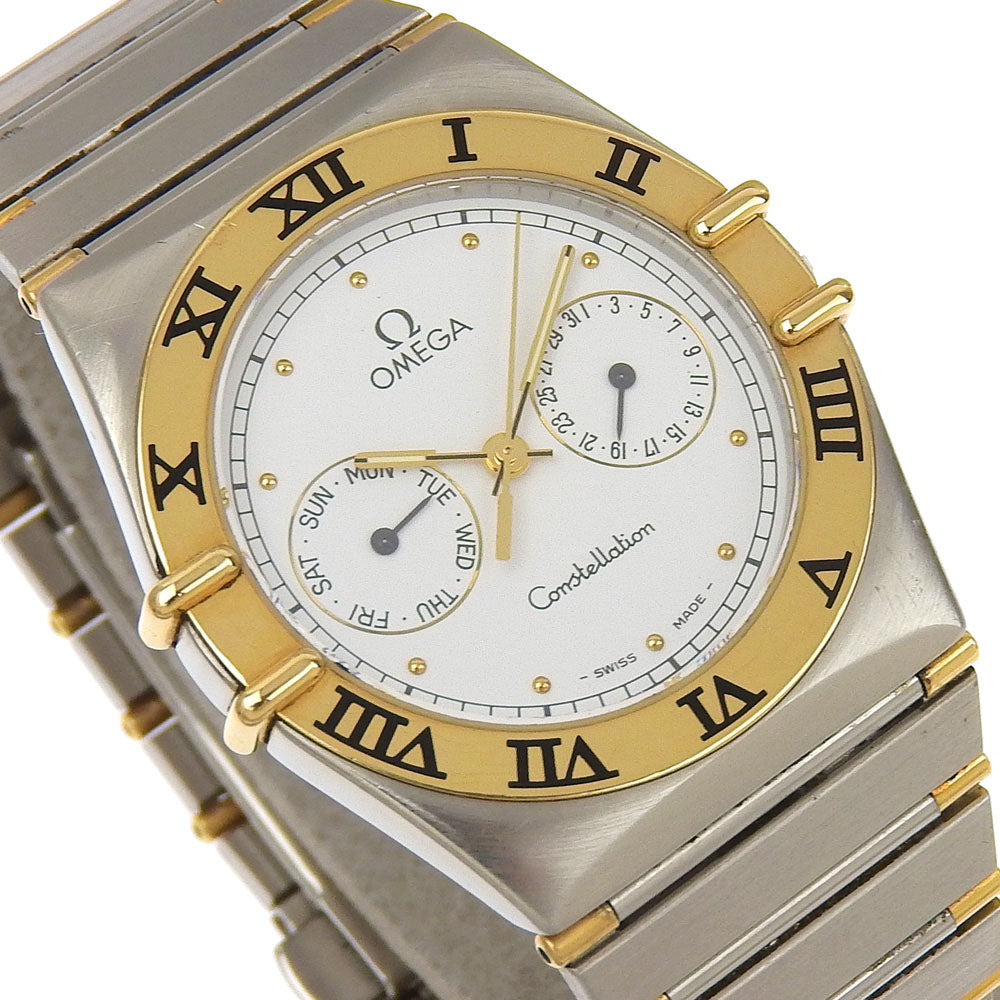OMEGA Watches Quartz 1370.2 Stainless Steel Silver Day date Constellation White dial Boys Used Authentic