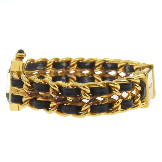 CHANEL Watches Quartz H0001 Plated Gold , Leather gold Premiere L black dial Women Used Authentic