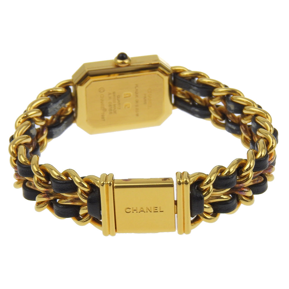 CHANEL Watches Quartz H0001 Plated Gold , Leather gold Premiere L black dial Women Used Authentic