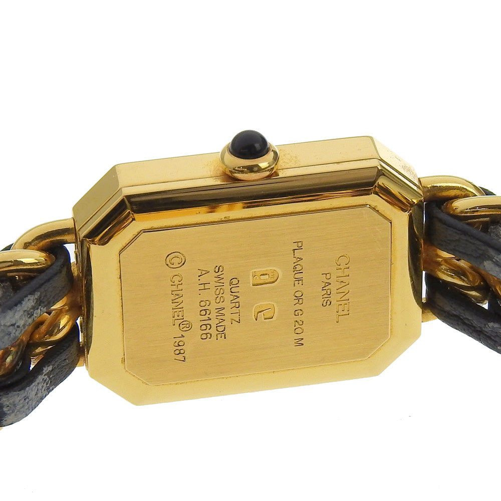 CHANEL Watches Quartz H0001 Plated Gold , Leather gold Premiere L black dial Women Used Authentic