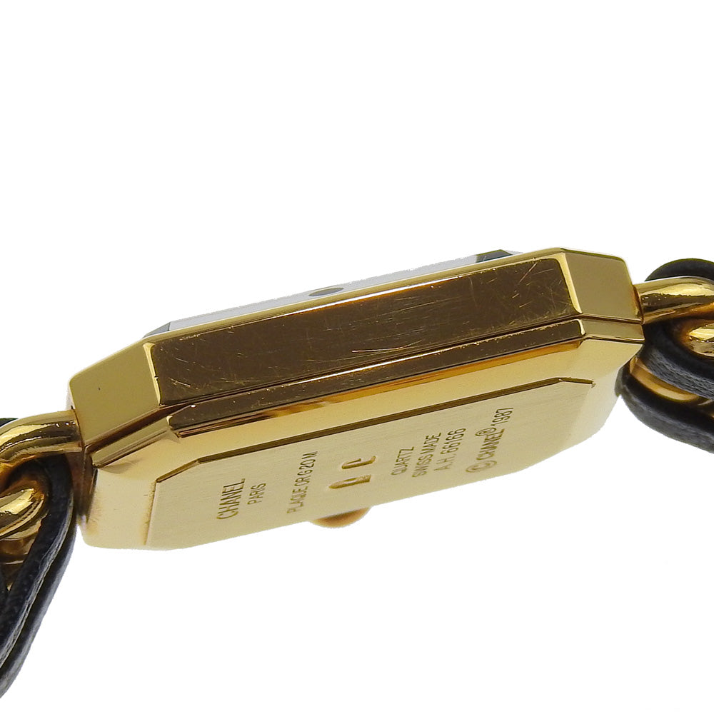 CHANEL Watches Quartz H0001 Plated Gold , Leather gold Premiere L black dial Women Used Authentic