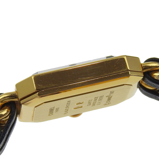 CHANEL Watches Quartz H0001 Plated Gold , Leather gold Premiere L black dial Women Used Authentic