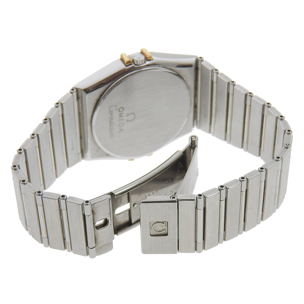 OMEGA Watches Quartz Stainless Steel, 18K Yellow Gold Silver Constellation day-date White dial Boys Used Authentic