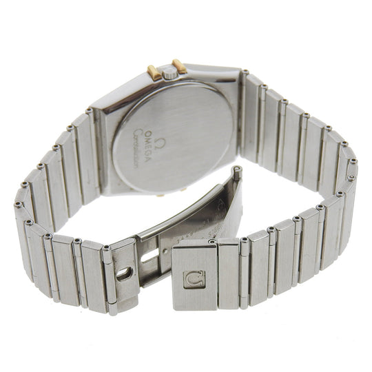 OMEGA Watches Quartz Stainless Steel, 18K Yellow Gold Silver Constellation day-date White dial Boys Used Authentic