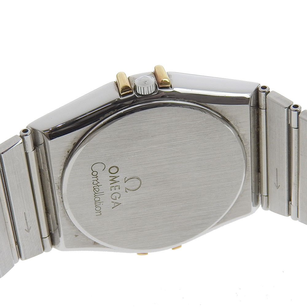 OMEGA Watches Quartz Stainless Steel, 18K Yellow Gold Silver Constellation day-date White dial Boys Used Authentic