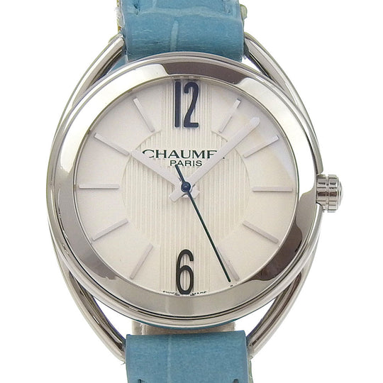 Chaumet Watches Quartz W23210-01A Stainless Steel , Leather Silver Lian White dial Women Used Authentic