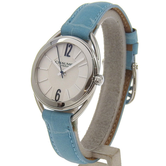 Chaumet Watches Quartz W23210-01A Stainless Steel , Leather Silver Lian White dial Women Used Authentic