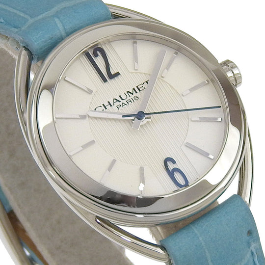 Chaumet Watches Quartz W23210-01A Stainless Steel , Leather Silver Lian White dial Women Used Authentic