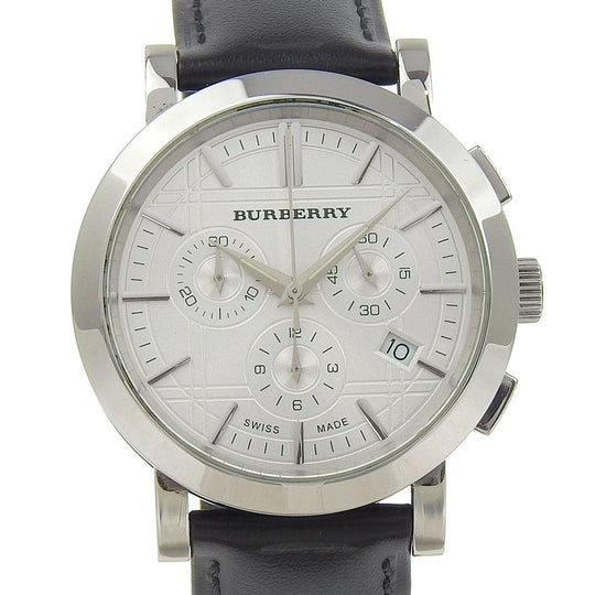 BURBERRY Watches Quartz BU1361 Stainless Steel , Embossed Leather Silver Heritage Silver dial