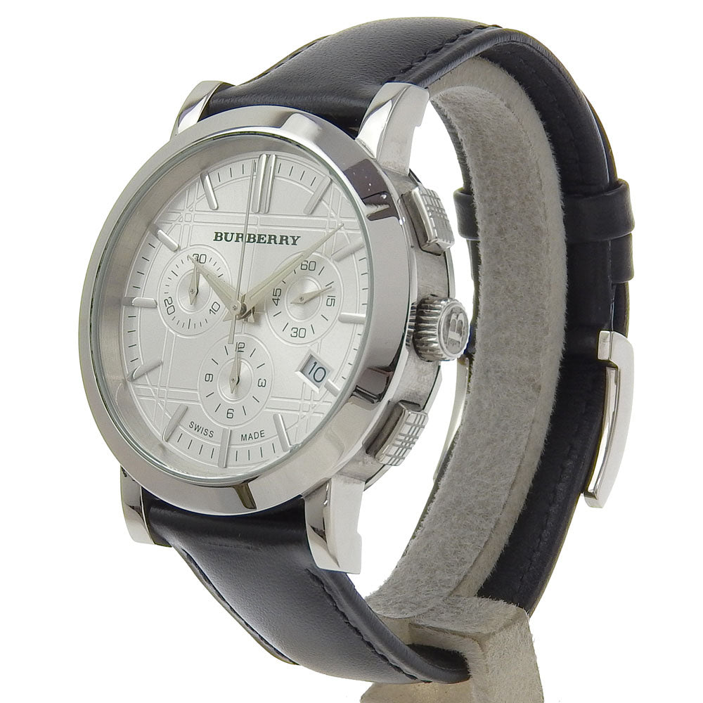 BURBERRY Watches Quartz BU1361 Stainless Steel , Embossed Leather Silver Heritage Silver dial