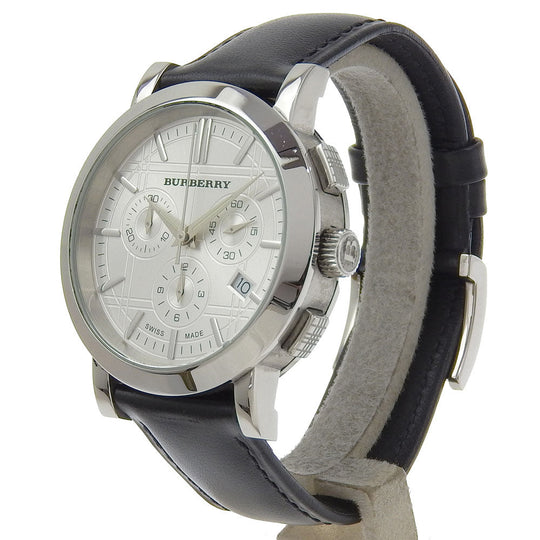 BURBERRY Watches Quartz BU1361 Stainless Steel , Embossed Leather Silver Heritage Silver dial