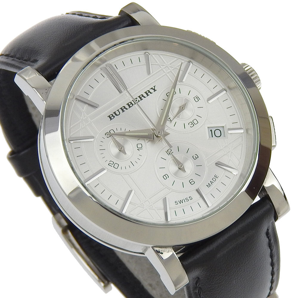 BURBERRY Watches Quartz BU1361 Stainless Steel , Embossed Leather Silver Heritage Silver dial