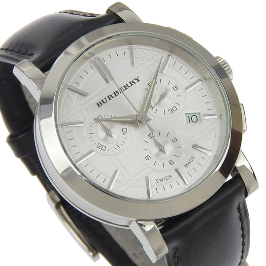 BURBERRY Watches Quartz BU1361 Stainless Steel , Embossed Leather Silver Heritage Silver dial