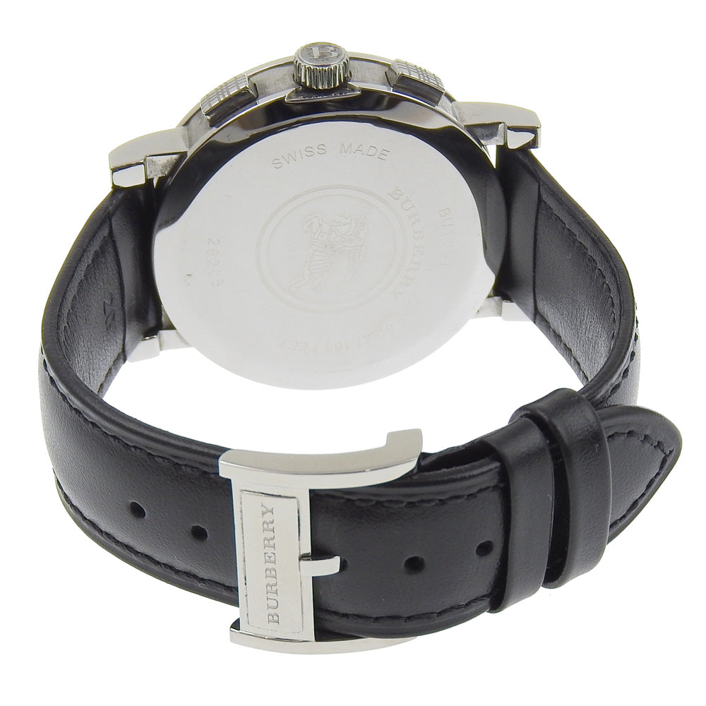 BURBERRY Watches Quartz BU1361 Stainless Steel , Embossed Leather Silver Heritage Silver dial