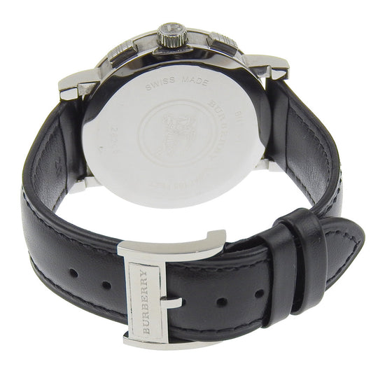 BURBERRY Watches Quartz BU1361 Stainless Steel , Embossed Leather Silver Heritage Silver dial