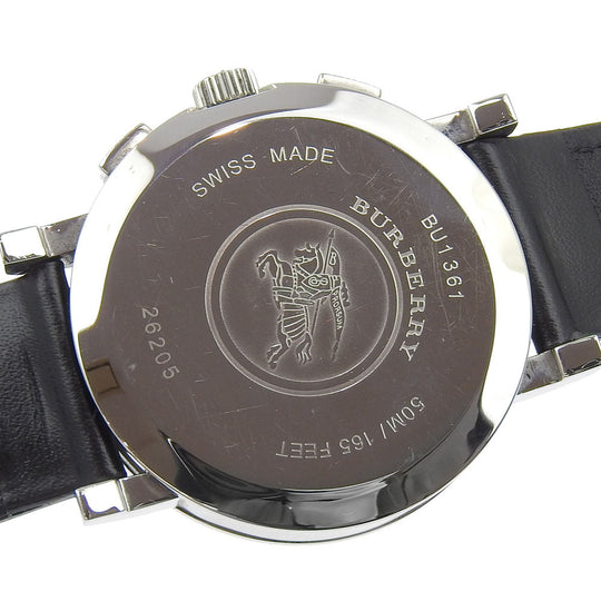 BURBERRY Watches Quartz BU1361 Stainless Steel , Embossed Leather Silver Heritage Silver dial