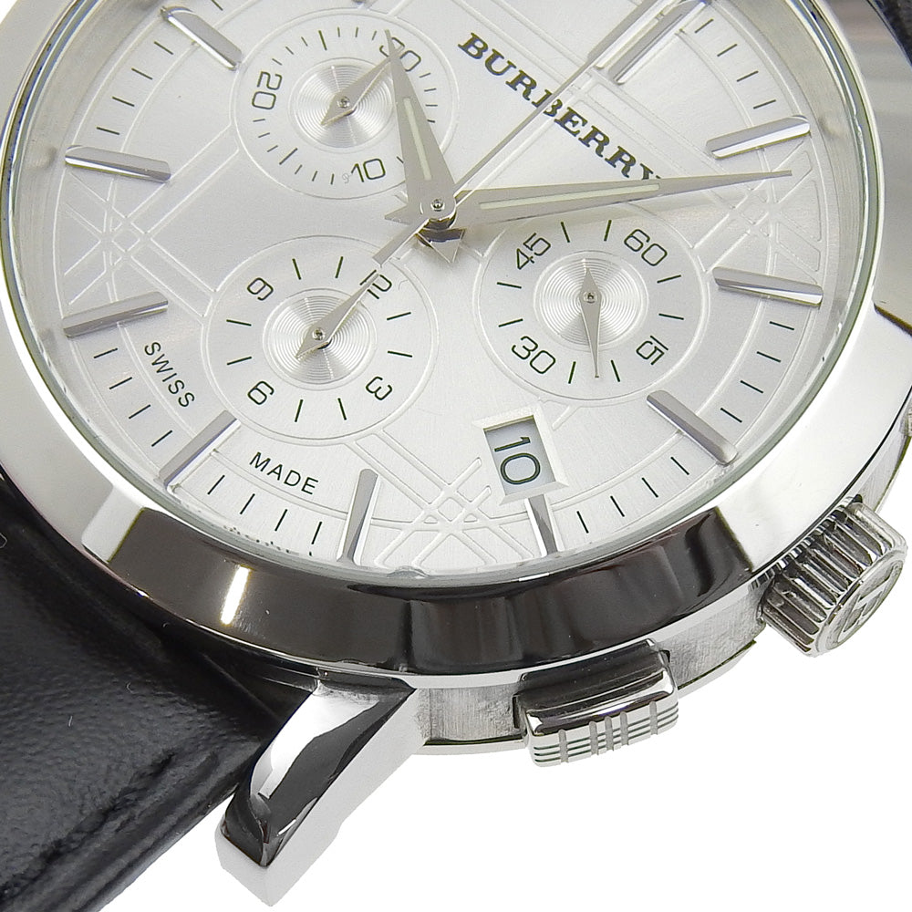 BURBERRY Watches Quartz BU1361 Stainless Steel , Embossed Leather Silver Heritage Silver dial