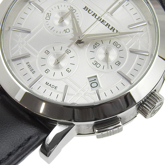 BURBERRY Watches Quartz BU1361 Stainless Steel , Embossed Leather Silver Heritage Silver dial