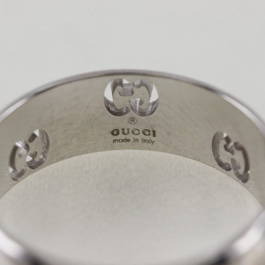 GUCCI Ring K18 white gold Silver icon Women 12 Used Authentic