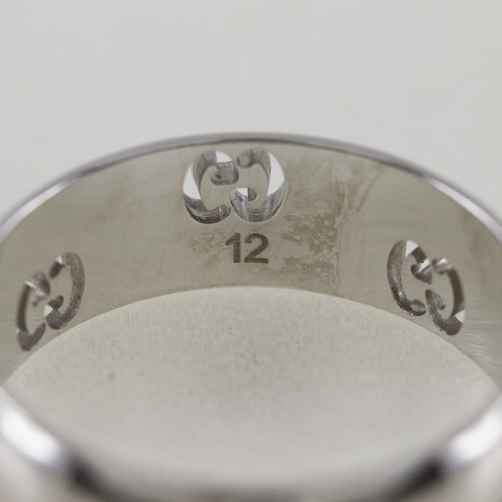 GUCCI Ring K18 white gold Silver icon Women 12 Used Authentic