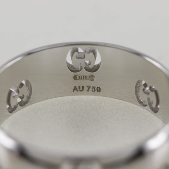 GUCCI Ring K18 white gold Silver icon Women 12 Used Authentic