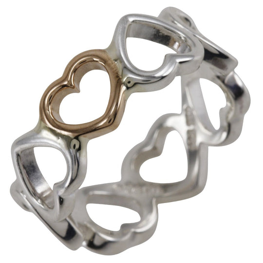 TIFFANY&Co. Ring Silver925, K18 pink gold Silver Rubbing heart band Women Used Authentic