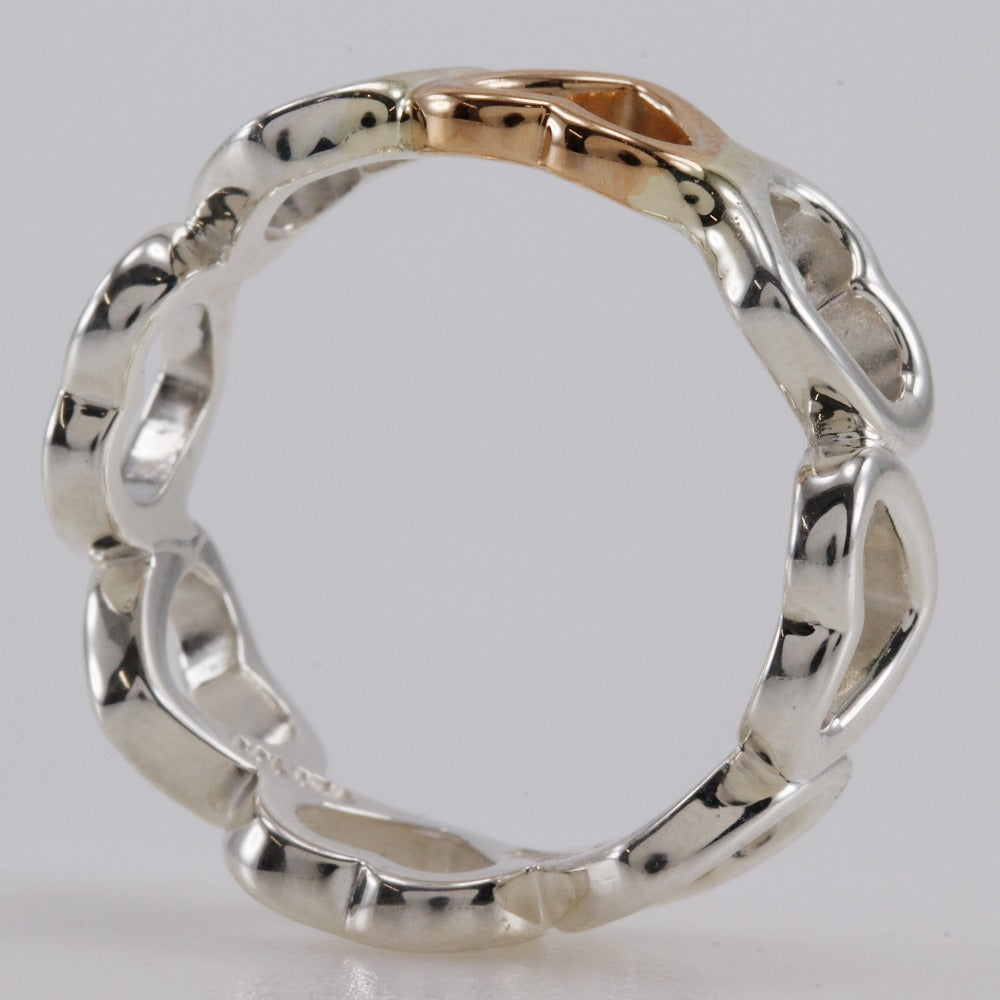 TIFFANY&Co. Ring Silver925, K18 pink gold Silver Rubbing heart band Women Used Authentic