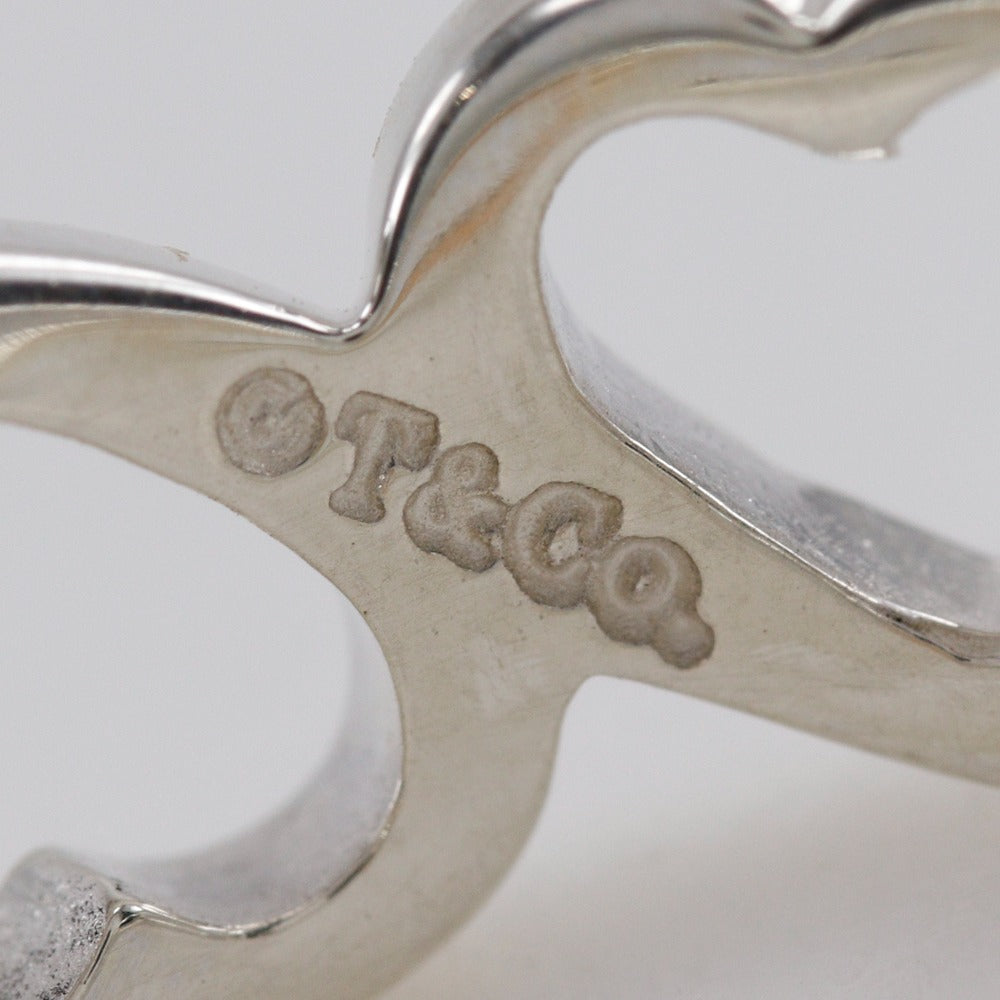 TIFFANY&Co. Ring Silver925, K18 pink gold Silver Rubbing heart band Women Used Authentic