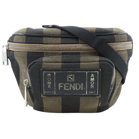 FENDI Waist bag 7VA446 Nylon canvas Brown Sling bag Pecan Stripe unisex(Unisex) Used Authentic