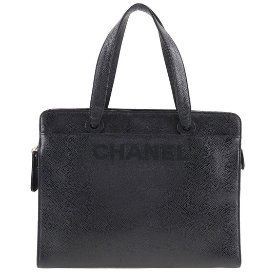 CHANEL Handbag Caviar skin black logo Women Used Authentic